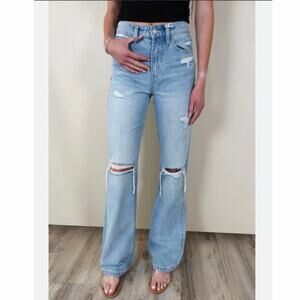 Vervet Blue Leslie 90s Vintage Flare Jeans Distressed High Rise Women’s 29